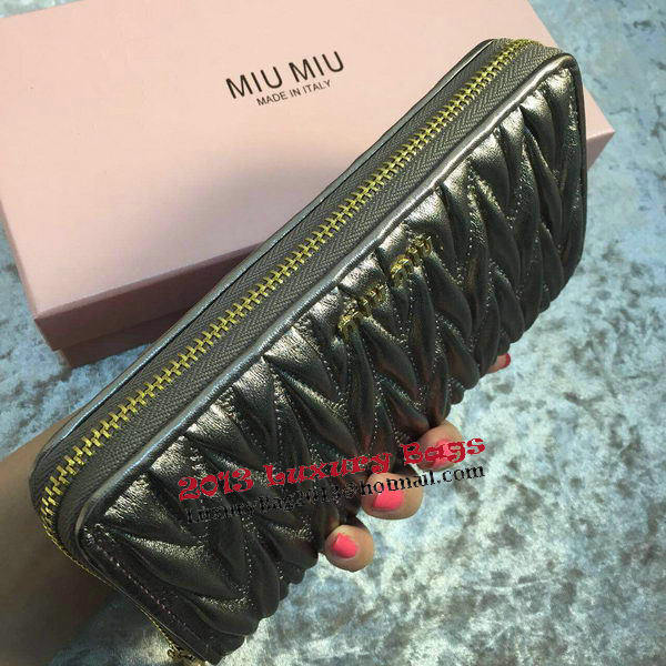 miu miu Matelasse Nappa Leather Wallet MM30150 Grey miu miu Matelasse Nappa Leather Wallet MM30150 Grey