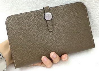 Hermes Dogon Combined Wallet Litchi Leather A508 Khaki Hermes Dogon Combined Wallet Litchi Leather A508 Khaki