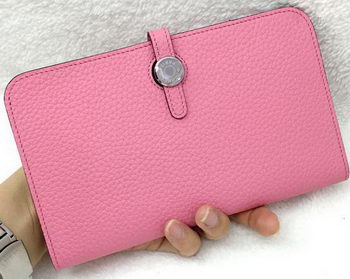 Hermes Dogon Combined Wallet Litchi Leather A508 Pink Hermes Dogon Combined Wallet Litchi Leather A508 Pink