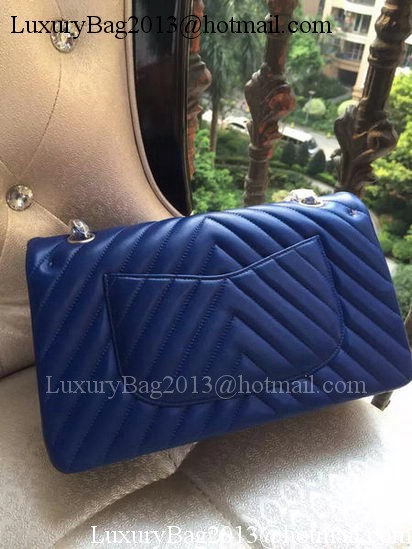 Chanel 2.55 Series Flap Bag Blue Lambskin Chevron Leather A01112 Silver Chanel 2.55 Series Flap Bag Blue Lambskin Chevron Leather A01112 Silver