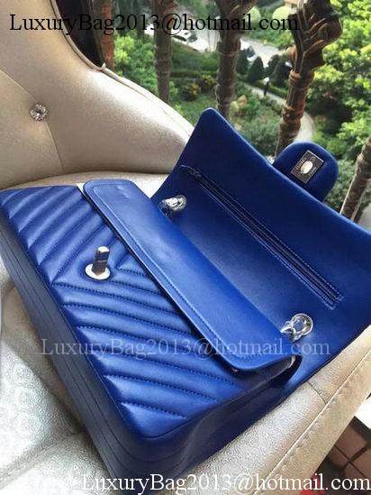 Chanel 2.55 Series Flap Bag Blue Lambskin Chevron Leather A01112 Silver Chanel 2.55 Series Flap Bag Blue Lambskin Chevron Leather A01112 Silver