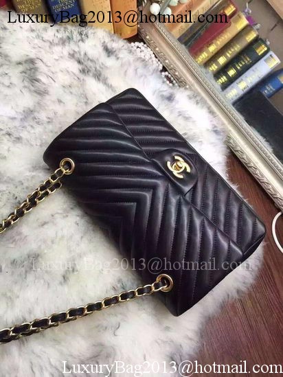 Chanel 2.55 Series Flap Bag Lambskin Chevron Leather A05475 Black Chanel 2.55 Series Flap Bag Lambskin Chevron Leather A05475 Black