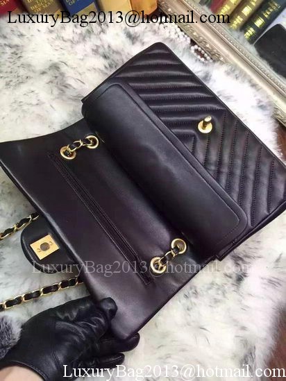 Chanel 2.55 Series Flap Bag Lambskin Chevron Leather A05475 Black Chanel 2.55 Series Flap Bag Lambskin Chevron Leather A05475 Black