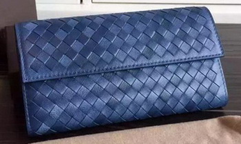 Bottega Veneta Intrecciato Nappa Tri-Flod Wallet BV150507 Blue Bottega Veneta Intrecciato Nappa Tri-Flod Wallet BV150507 Blue