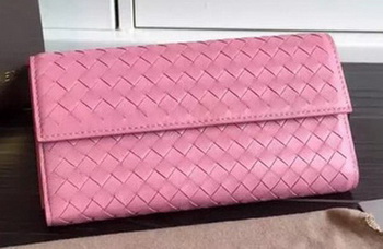 Bottega Veneta Intrecciato Nappa Tri-Flod Wallet BV150507 Pink Bottega Veneta Intrecciato Nappa Tri-Flod Wallet BV150507 Pink