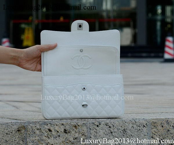 Chanel 2.55 Series Flap Bag White Cannage Pattern A1112 Silver