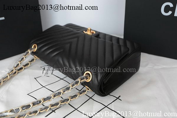 Chanel 2.55 Series Flap Bag Lambskin Chevron Leather A1112CF Black Chanel 2.55 Series Flap Bag Lambskin Chevron Leather A1112CF Black
