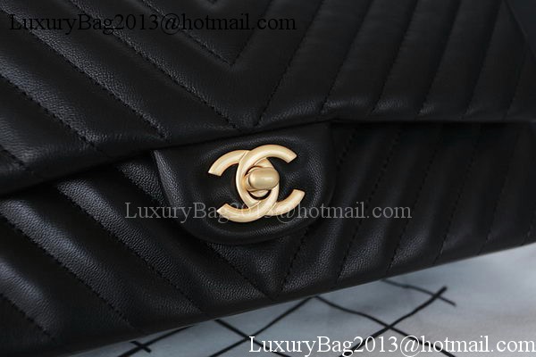 Chanel 2.55 Series Flap Bag Lambskin Chevron Leather A1112CF Black Chanel 2.55 Series Flap Bag Lambskin Chevron Leather A1112CF Black