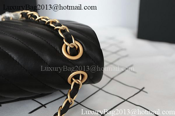 Chanel 2.55 Series Flap Bag Lambskin Chevron Leather A1112CF Black Chanel 2.55 Series Flap Bag Lambskin Chevron Leather A1112CF Black