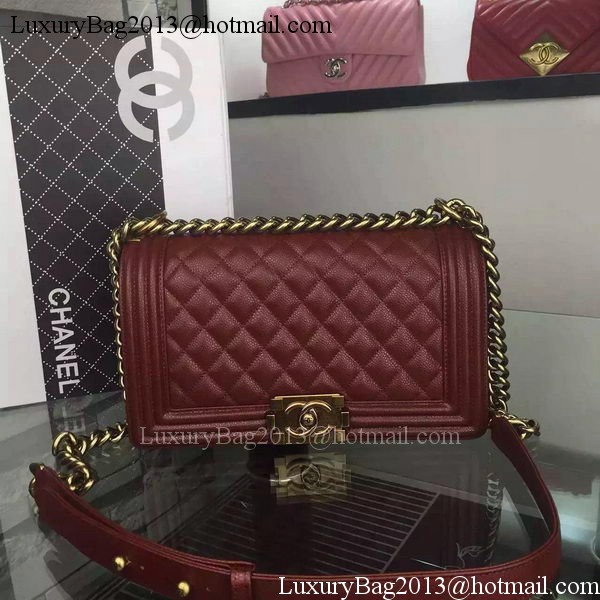 Chanel Boy Flap Shoulder Bag Burgundy Original Calfskin Leather A8708 Bronze Chanel Boy Flap Shoulder Bag Burgundy Original Calfskin Leather A8708 Bronze