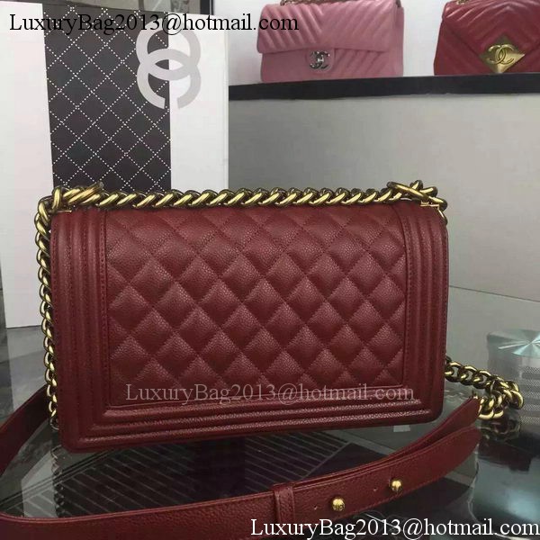 Chanel Boy Flap Shoulder Bag Burgundy Original Calfskin Leather A8708 Bronze Chanel Boy Flap Shoulder Bag Burgundy Original Calfskin Leather A8708 Bronze
