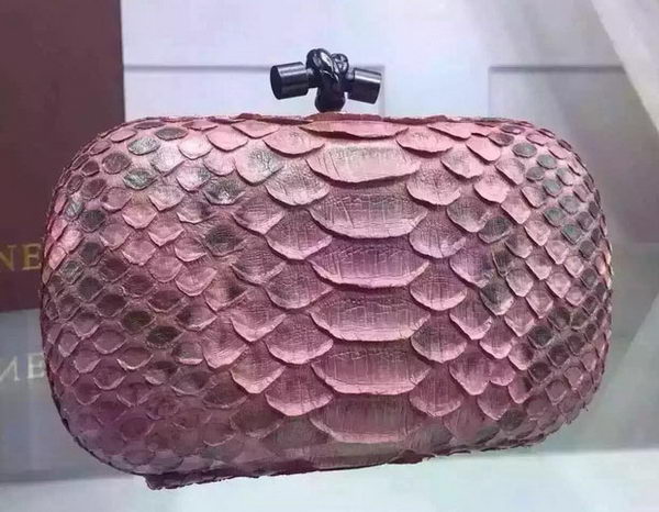 Bottega Veneta Snake Leather Knot Clutch BV8653 Pink