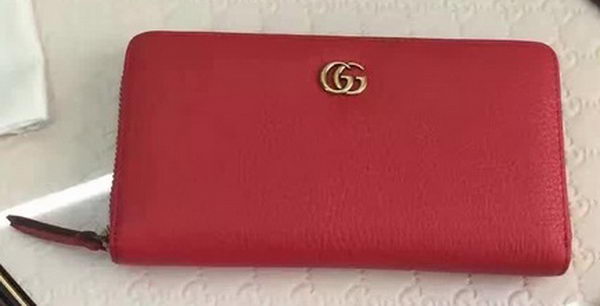 Gucci Leather Zip Around Wallet 456117 Red