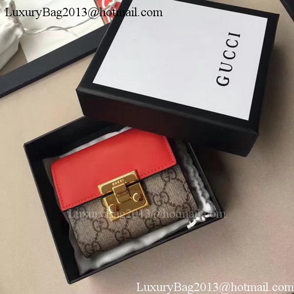 Gucci GG Supreme Canvas Padlock Wallet 453155 Red Gucci GG Supreme Canvas Padlock Wallet 453155 Red