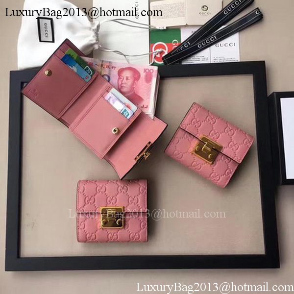 Gucci Signature Leather Padlock Wallet 453155 Pink Gucci Signature Leather Padlock Wallet 453155 Pink