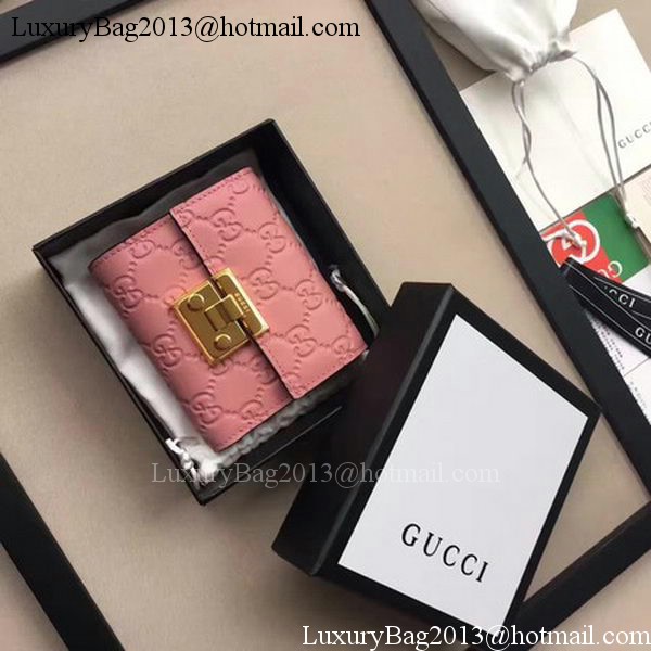 Gucci Signature Leather Padlock Wallet 453155 Pink Gucci Signature Leather Padlock Wallet 453155 Pink