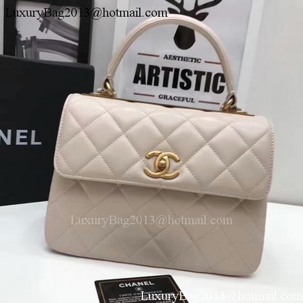 Chanel Classic Top Handle Bag Apricot Sheepskin Leather A92991 Gold Chanel Classic Top Handle Bag Apricot Sheepskin Leather A92991 Gold