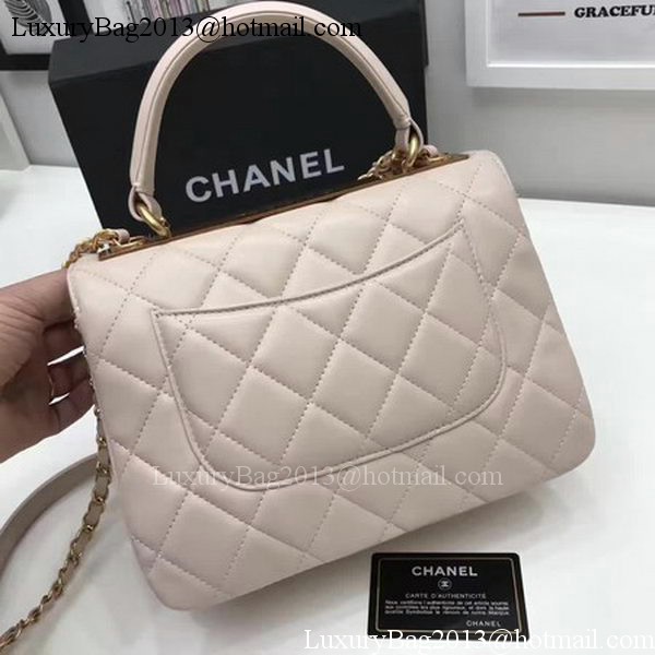 Chanel Classic Top Handle Bag Apricot Sheepskin Leather A92991 Gold Chanel Classic Top Handle Bag Apricot Sheepskin Leather A92991 Gold