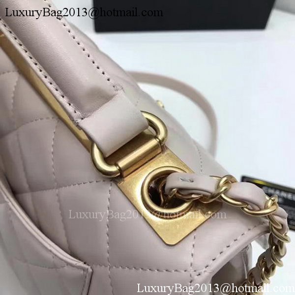 Chanel Classic Top Handle Bag Apricot Sheepskin Leather A92991 Gold Chanel Classic Top Handle Bag Apricot Sheepskin Leather A92991 Gold