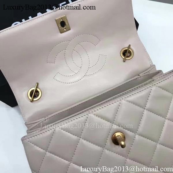 Chanel Classic Top Handle Bag Apricot Sheepskin Leather A92991 Gold Chanel Classic Top Handle Bag Apricot Sheepskin Leather A92991 Gold