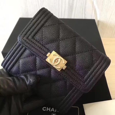 Boy Chanel Matelasse Bi-Fold Wallet Cannage Pattern CHA5261 Black Boy Chanel Matelasse Bi-Fold Wallet Cannage Pattern CHA5261 Black
