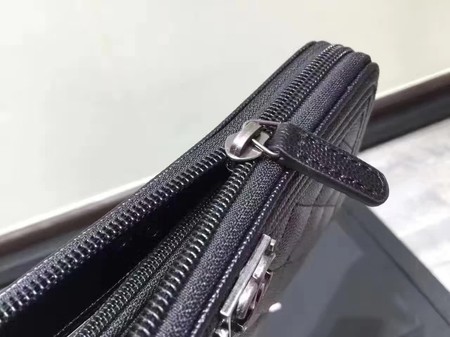Boy Chanel Zip Around Wallet Black Cannage Pattern CHA5264 Silver Boy Chanel Zip Around Wallet Black Cannage Pattern CHA5264 Silver