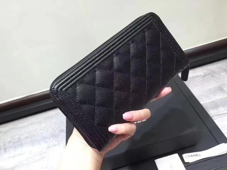 Boy Chanel Zip Around Wallet Black Cannage Pattern CHA5264 Silver Boy Chanel Zip Around Wallet Black Cannage Pattern CHA5264 Silver