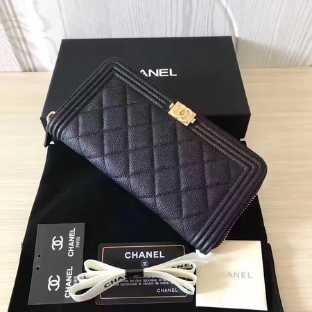 Boy Chanel Zip Around Wallet Cannage Pattern CHA5265 Black Boy Chanel Zip Around Wallet Cannage Pattern CHA5265 Black