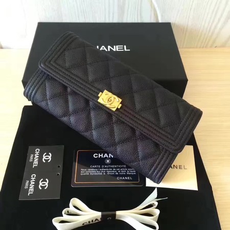 Chanel Boy Matelasse Long Wallet Black Cannage Pattern CHA5263 Gold Chanel Boy Matelasse Long Wallet Black Cannage Pattern CHA5263 Gold