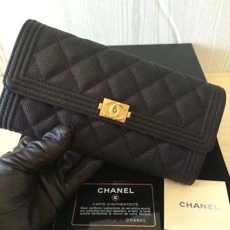 Chanel Boy Matelasse Long Wallet Black Cannage Pattern CHA5263 Gold Chanel Boy Matelasse Long Wallet Black Cannage Pattern CHA5263 Gold