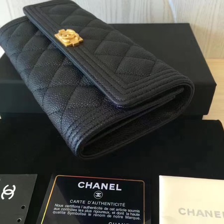 Chanel Boy Matelasse Long Wallet Black Cannage Pattern CHA5263 Gold Chanel Boy Matelasse Long Wallet Black Cannage Pattern CHA5263 Gold