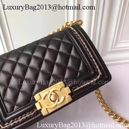Boy Chanel Flap Shoulder Bag Sheepskin Leather A67085E Black Boy Chanel Flap Shoulder Bag Sheepskin Leather A67085E Black