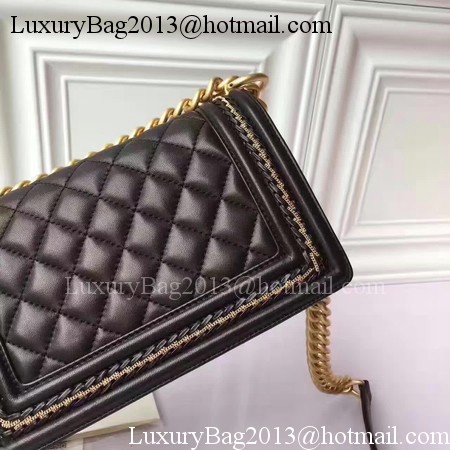 Boy Chanel Flap Shoulder Bag Sheepskin Leather A67085E Black Boy Chanel Flap Shoulder Bag Sheepskin Leather A67085E Black