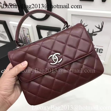 Chanel Classic Top Handle Bag Original Sheepskin Leather A92991 Wine Chanel Classic Top Handle Bag Original Sheepskin Leather A92991 Wine