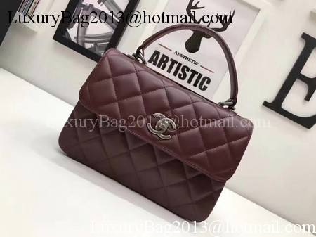 Chanel Classic Top Handle Bag Original Sheepskin Leather A92991 Wine Chanel Classic Top Handle Bag Original Sheepskin Leather A92991 Wine