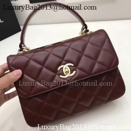 Chanel Classic Top Handle Bag Original Sheepskin Leather A92991 Wine Chanel Classic Top Handle Bag Original Sheepskin Leather A92991 Wine
