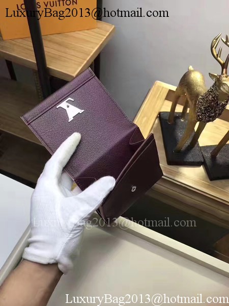 Louis Vuitton Calf Leather LOCKME II COMPACT WALLET M64309 Wine Louis Vuitton Calf Leather LOCKME II COMPACT WALLET M64309 Wine
