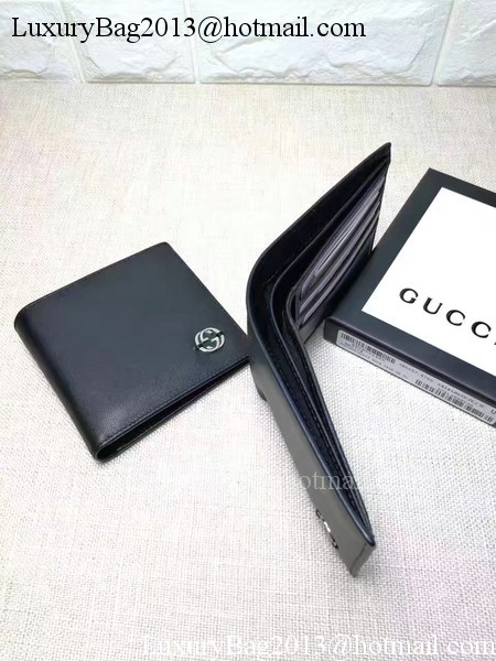 Gucci Calfskin Leather Bi-fold Wallet 256334 Black Gucci Calfskin Leather Bi-fold Wallet 256334 Black
