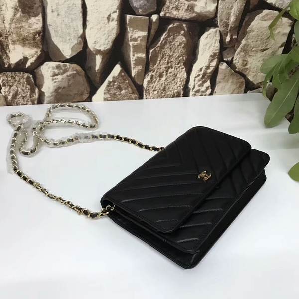 Chanel Classic Flap Bags Black Original Sheepskin Leather 33815 Glod Chanel Classic Flap Bags Black Original Sheepskin Leather 33815 Glod