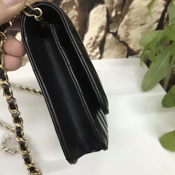 Chanel Classic Flap Bags Black Original Sheepskin Leather 33815 Glod Chanel Classic Flap Bags Black Original Sheepskin Leather 33815 Glod