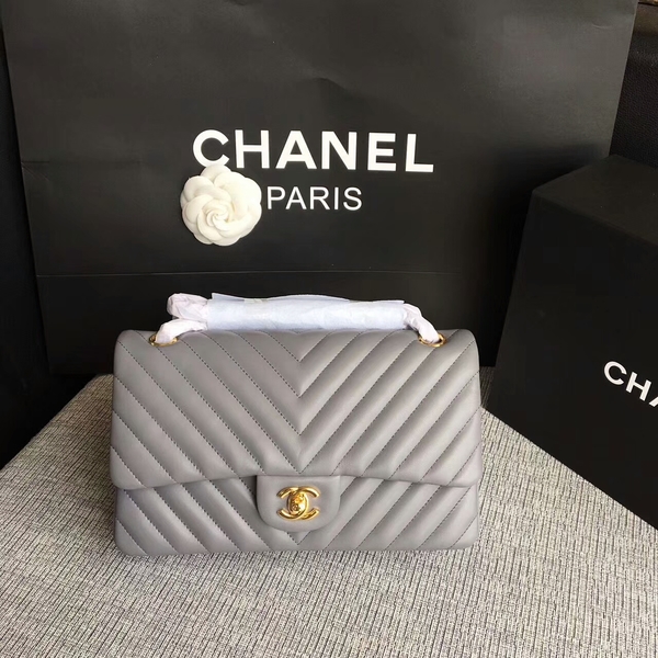 Chanel Flap Shoulder Bags Grey Original Sheepskin CF1112 Gold Chanel Flap Shoulder Bags Grey Original Sheepskin CF1112 Gold