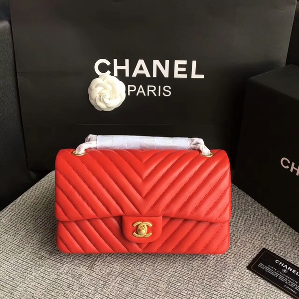Chanel Flap Shoulder Bags Red Original Sheepskin CF1112 Gold Chanel Flap Shoulder Bags Red Original Sheepskin CF1112 Gold