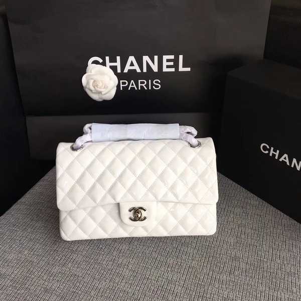 Chanel Flap Shoulder Bags White Original Patent Leather CF1112 Silver Chanel Flap Shoulder Bags White Original Patent Leather CF1112 Silver