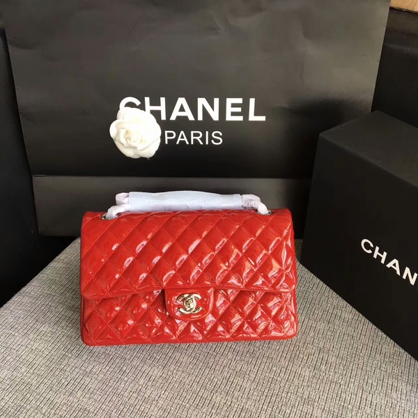 Chanel Flap Shoulder Bags Red Original Patent Leather CF1112 Silver Chanel Flap Shoulder Bags Red Original Patent Leather CF1112 Silver