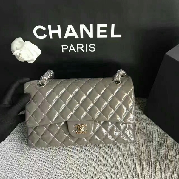 Chanel Flap Shoulder Bags Grey Original Patent Leather CF1112 Silver Chanel Flap Shoulder Bags Grey Original Patent Leather CF1112 Silver