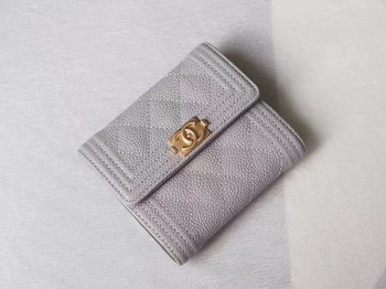 Chanel Matelasse Bi-Fold Wallet Grey Cannage Patterns A48980 Gold Chanel Matelasse Bi-Fold Wallet Grey Cannage Patterns A48980 Gold