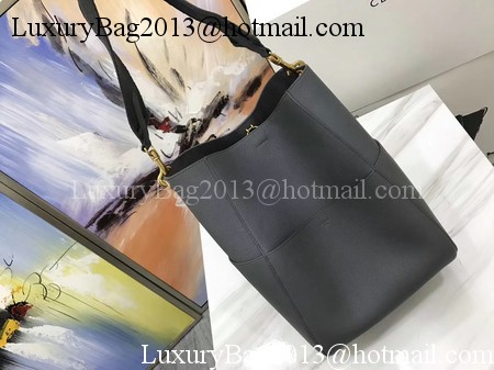 CELINE Sangle Seau Bag in Litchi Leather C3371 Grey CELINE Sangle Seau Bag in Litchi Leather C3371 Grey