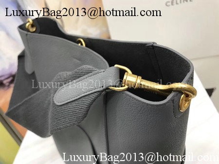CELINE Sangle Seau Bag in Litchi Leather C3371 Grey CELINE Sangle Seau Bag in Litchi Leather C3371 Grey