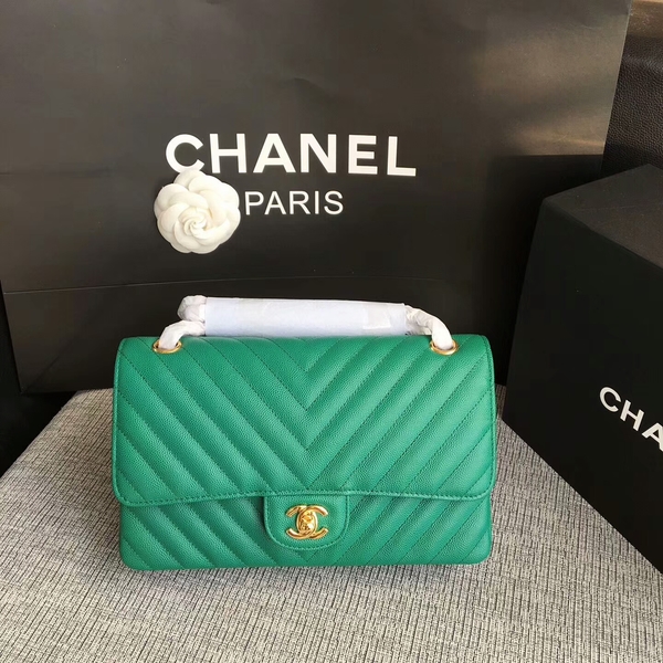 Chanel Flap Shoulder Bags Green Original Calfskin Leather CF1112 Gold Chanel Flap Shoulder Bags Green Original Calfskin Leather CF1112 Gold