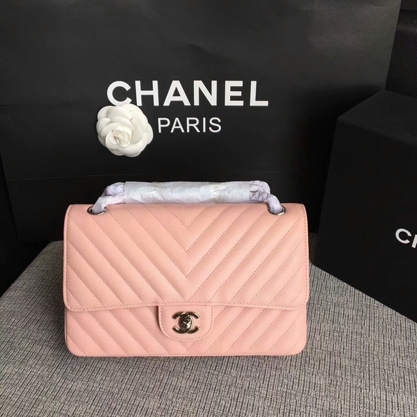 Chanel Flap Shoulder Bags Pink Original Calfskin Leather CF1112 Silver Chanel Flap Shoulder Bags Pink Original Calfskin Leather CF1112 Silver